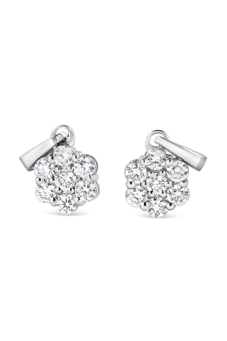 14KT White Gold 1/2 cttw Diamond Floral Cluster Pendant Necklace, Alternate, color, White
