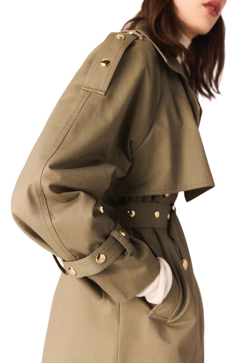 maje Studded trench coat, Alternate, color, 