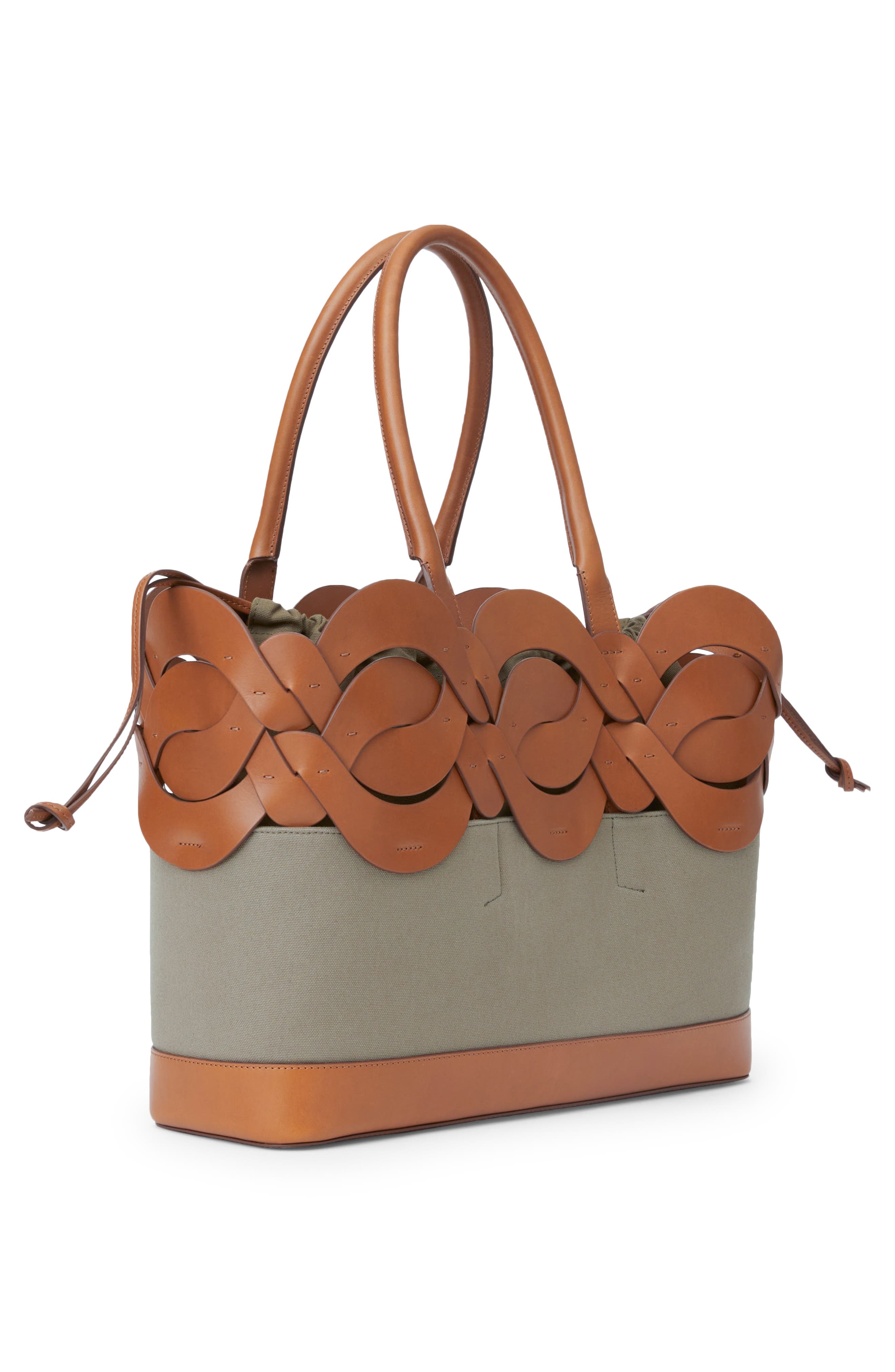 Lafayette 148 New York Large 8 Knot Canvas & Vachetta Leather Tote, Alternate, color, 