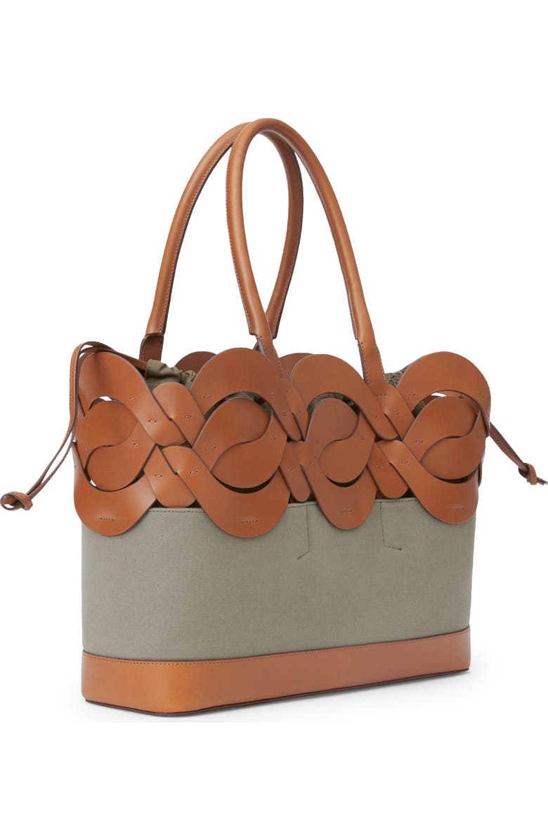 Lafayette 148 New York Large 8 Knot Canvas & Vachetta Leather Tote, Alternate, color,