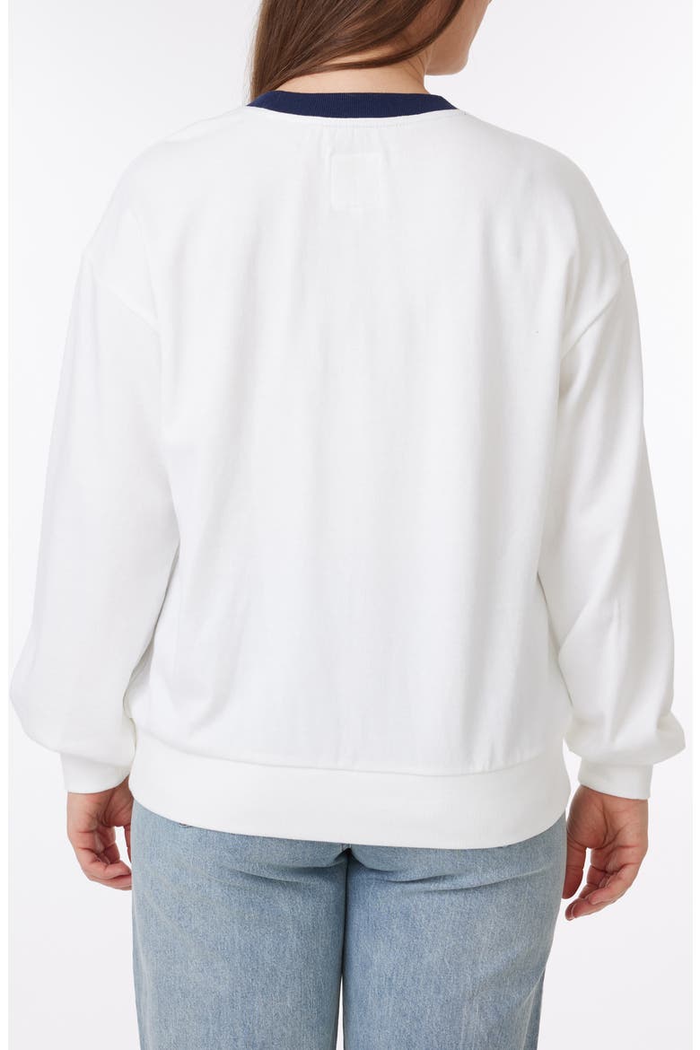 Millie Beach Terry Ringer Crewneck Sweatshirt, Alternate, color, SNOW WHITE