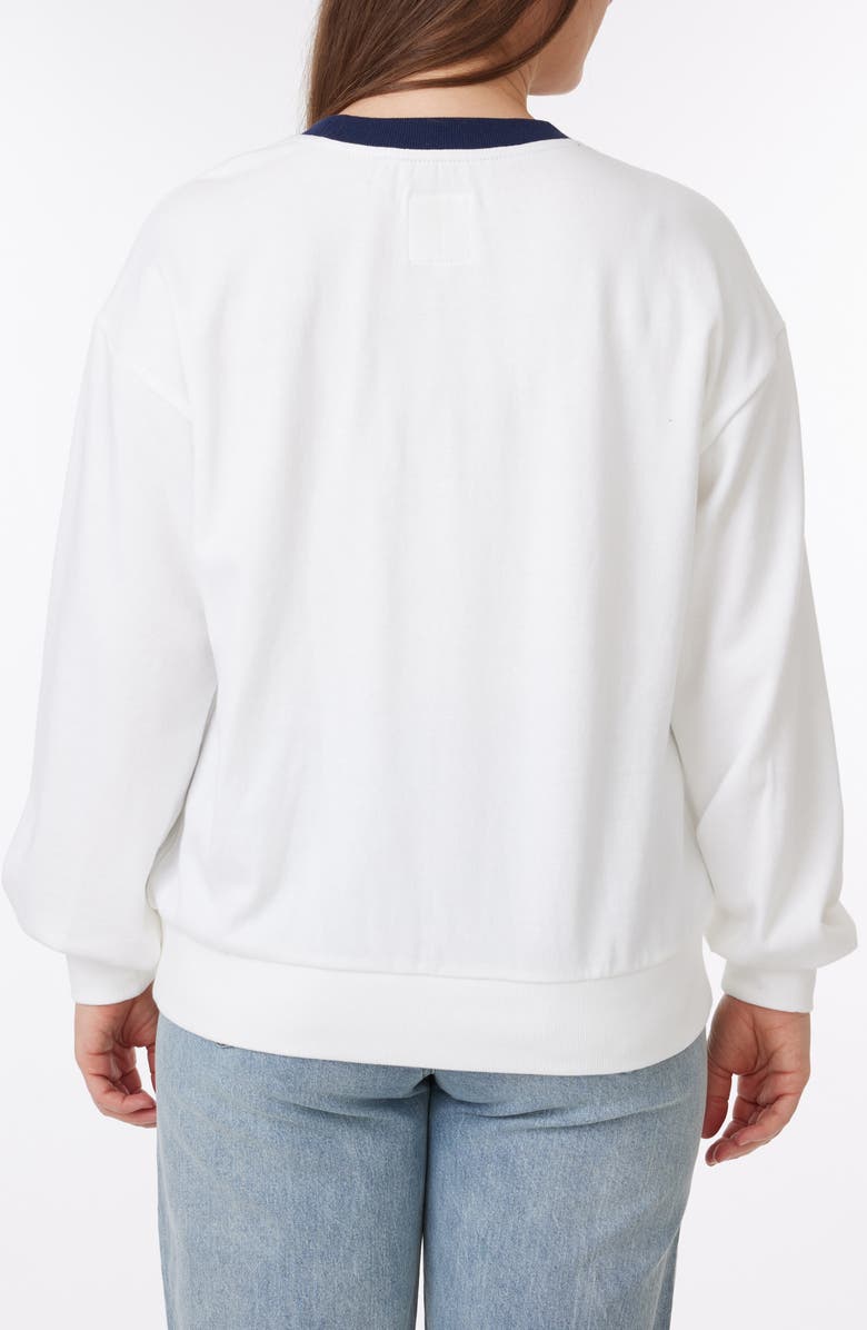 C & C California Millie Beach Terry Ringer Crewneck Sweatshirt, Alternate, color, Snow White