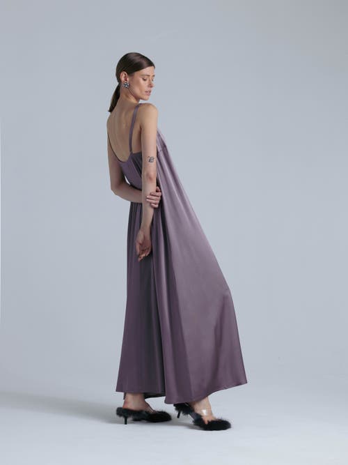 Alas Aphrodite Sleeveless Silk Maxi Dress In Purple