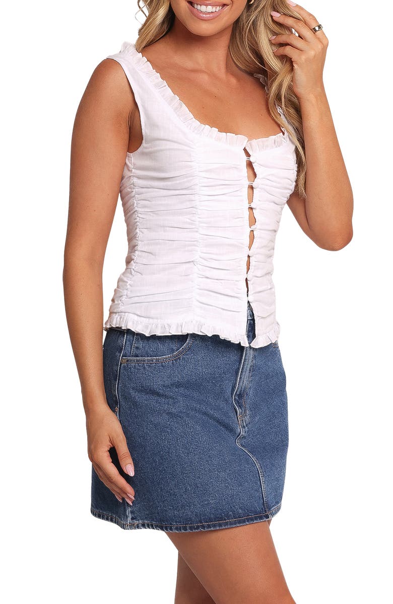 Petal & Pup Jayda Frill Trim Ruched Tank, Alternate, color, White
