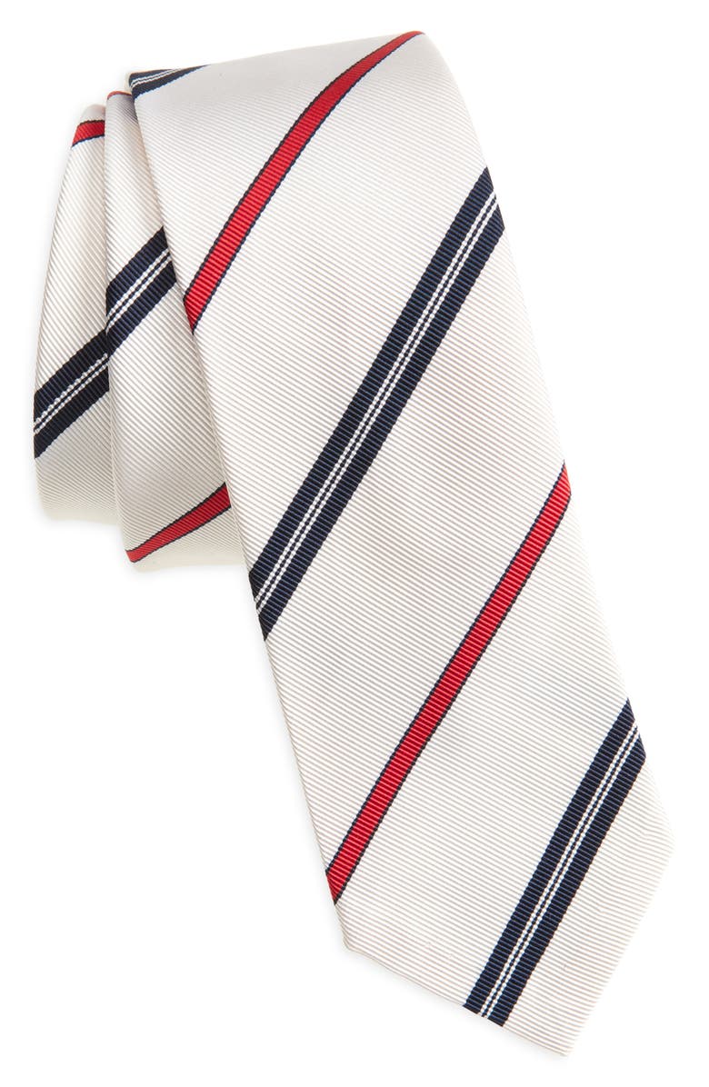 Thom Browne Classic Stripe Silk Cotton Tie, Main, color,
