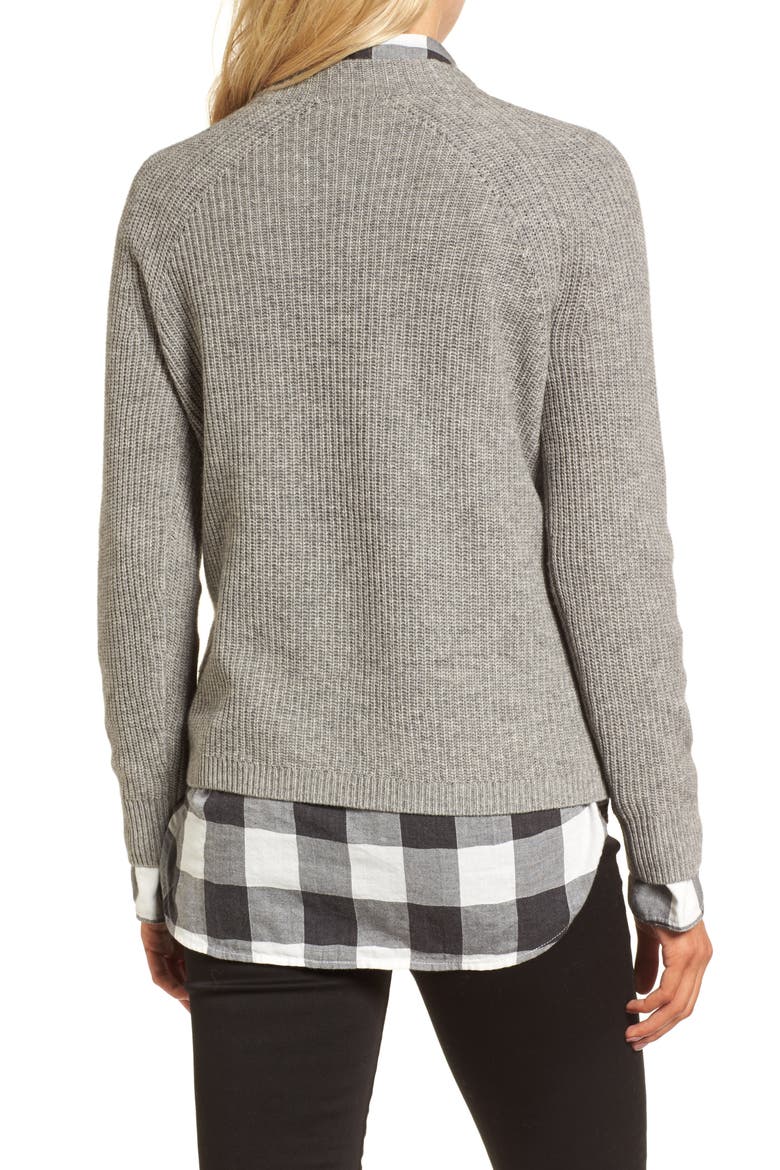 J.Crew Gayle Tie Neck Sweater, Alternate, color, HEATHER GRAPHITE