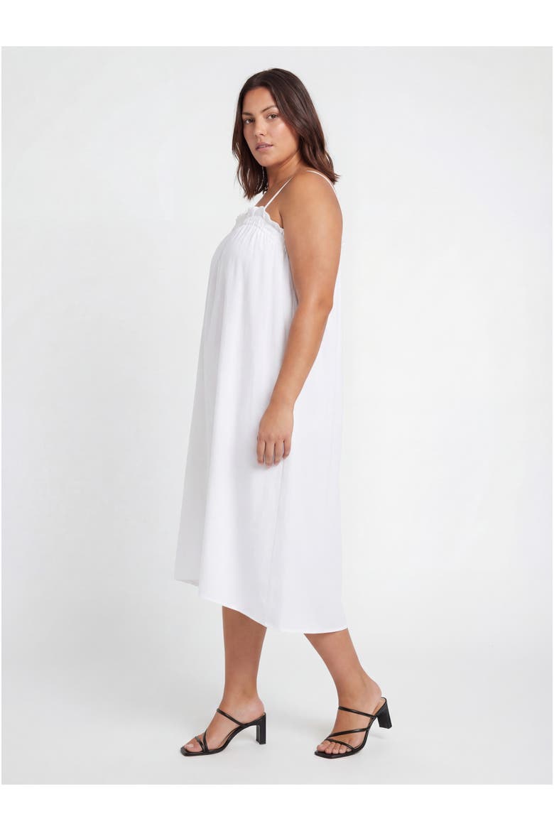 Curvy Essential Spaghetti Strap Smocked Pocket A-Line Maxi Dress, Alternate, color, White