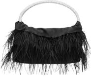 Nina Crystal Handle Feather Clutch