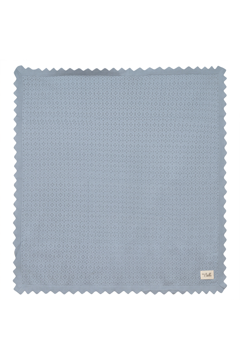 Pointelle Knit Blanket with Scallope Edge, Main, color, Blue