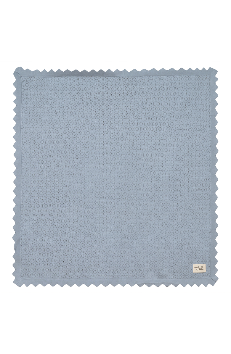 Bebe Bella Pointelle Knit Blanket with Scallope Edge, Main, color, Blue