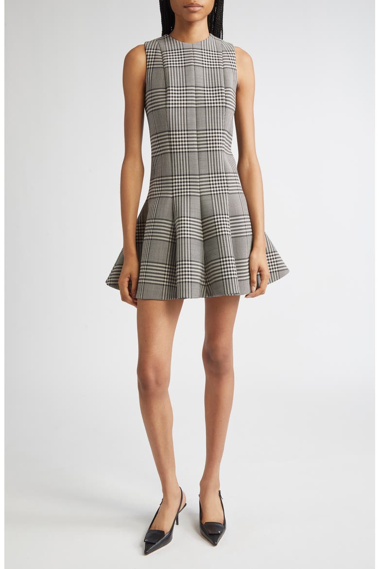 The Sophie Prince of Wales Plaid Virgin Wool Fit & Flare Minidress, Main, color, PRINCE OF WALES PLAID