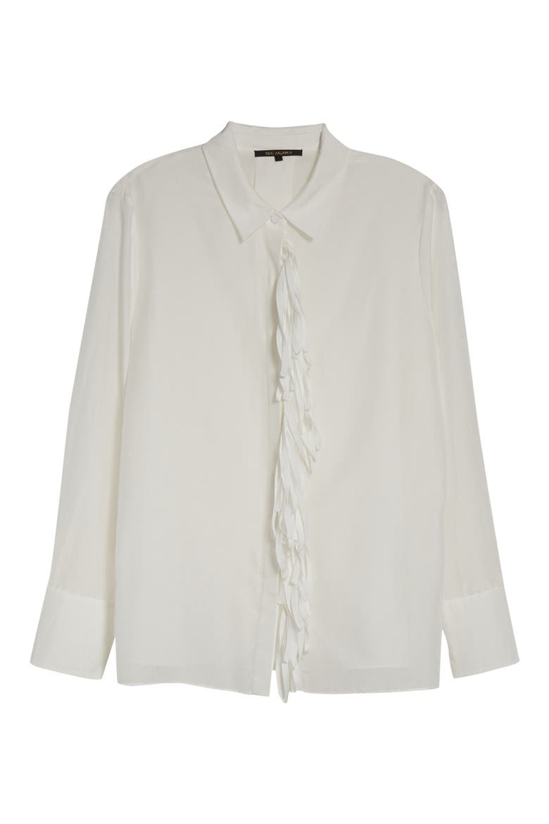 Paula Fringe Placket Cotton & Silk Blouse, Alternate, color, WHITE
