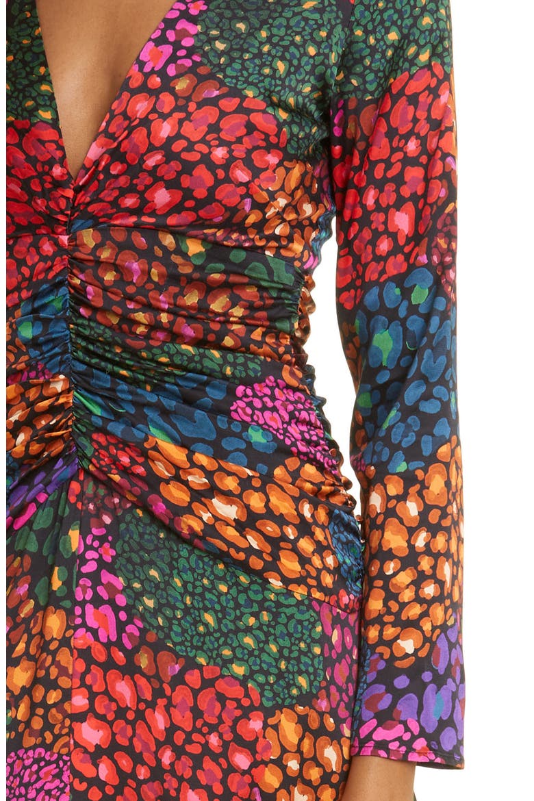 Rainbow Hearts Ruched Long Sleeve Midi Dress, Alternate, color, RAINBOW HEARTS