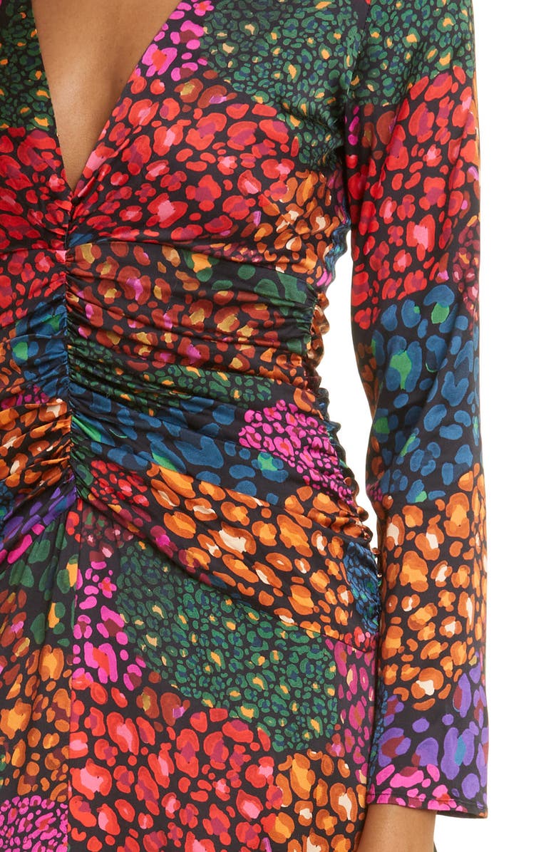 FARM Rio Rainbow Hearts Ruched Long Sleeve Midi Dress, Alternate, color,