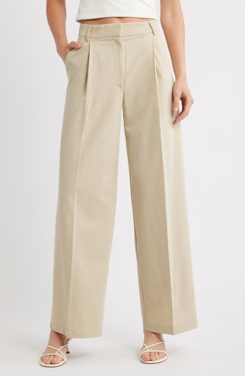 Pleated High Waist Wide Leg Trousers