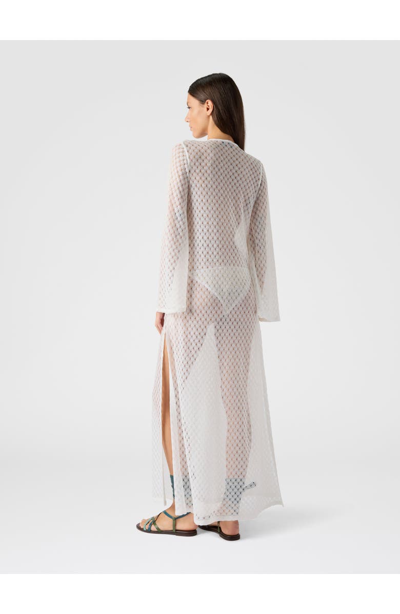 Missoni Long Cover-up Dress In Lamé Viscose With Raschel Workmanship, Alternate, color, White