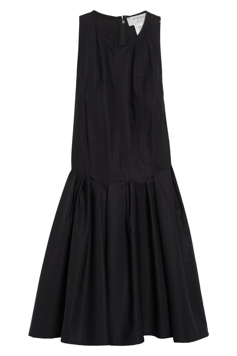 Ara Pleated Cotton Poplin Minidress, Alternate, color, BLACK