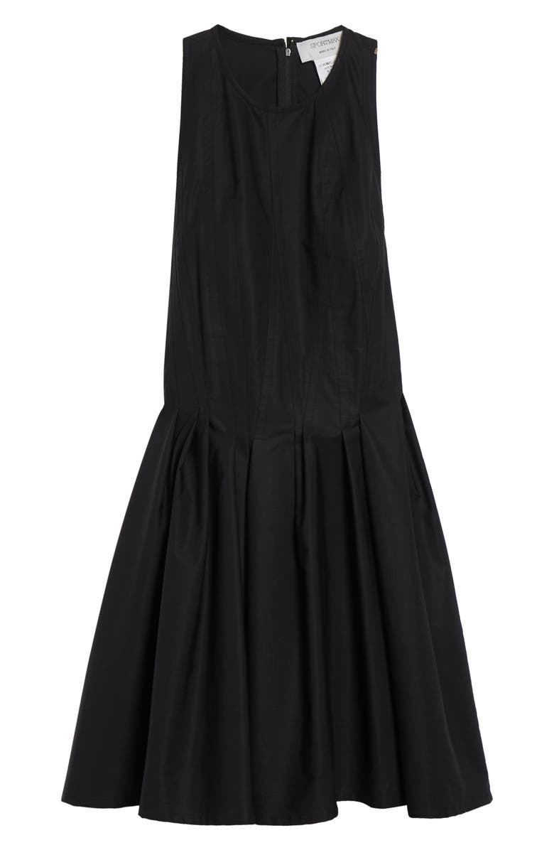 SPORTMAX Ara Pleated Cotton Poplin Minidress, Alternate, color, Black