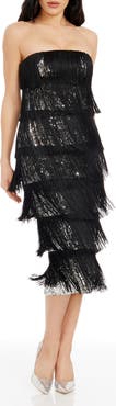 Dress the Population Viviana Tiered Strapless Body-Con Dress