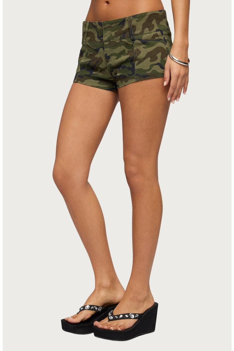 Camo Crazy Stretch Micro Shorts, Alternate, color, OLIVE