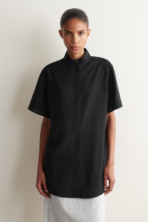 Fluid High-collar Shirt