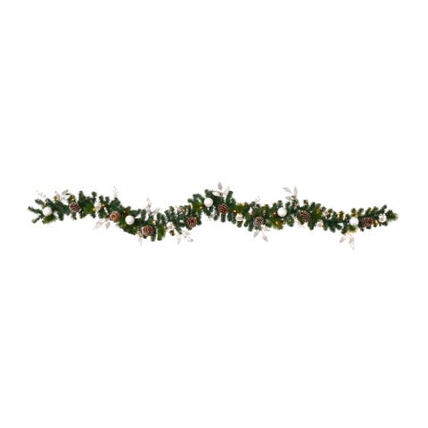 9-ft Ornament and Pinecone Artificial Christmas Garland with 50 Clear LED Lights
