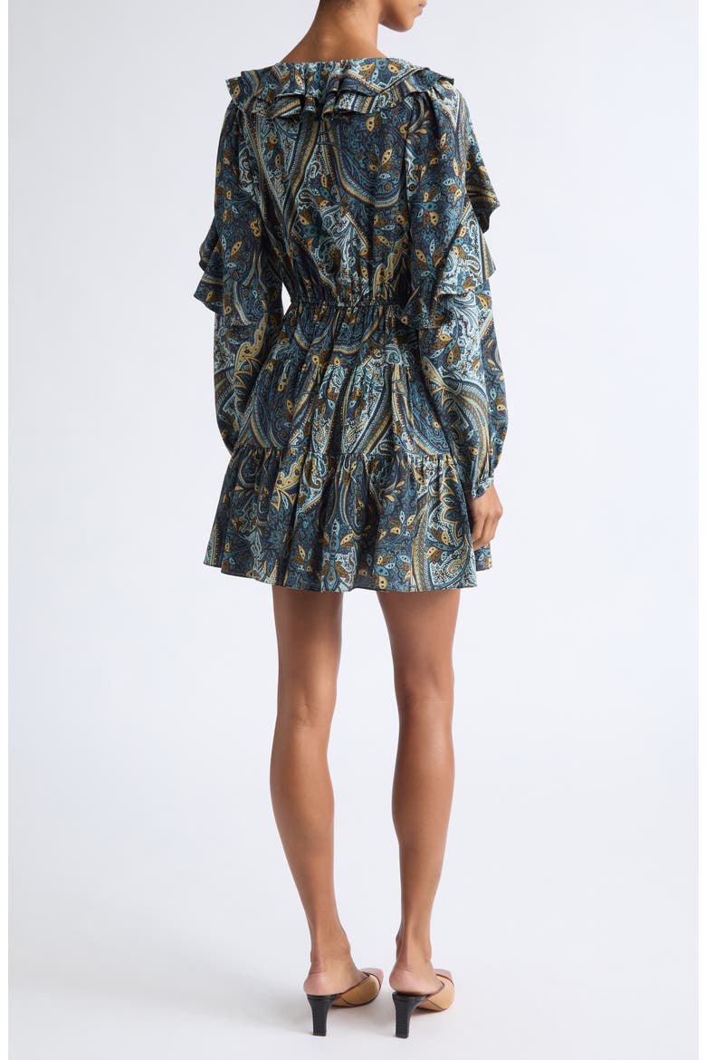 Vivi Long Sleeve Silk Minidress, Alternate, color, PRUSSIAN