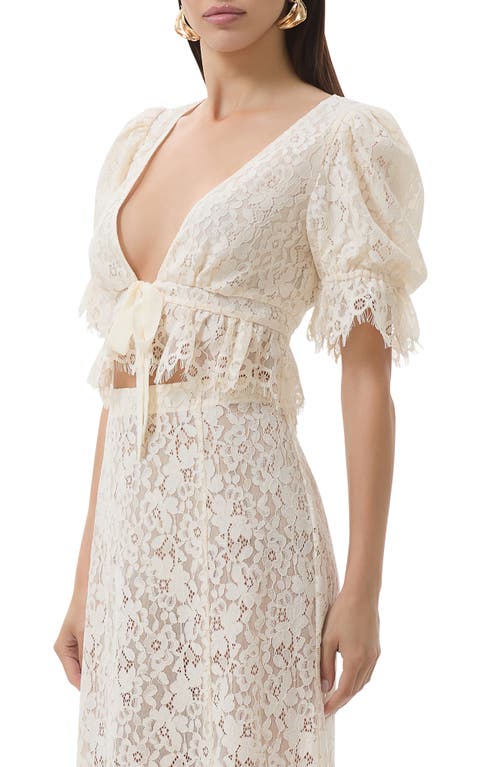 Afrm Wayla Puff Sleeve Lace Babydoll Top