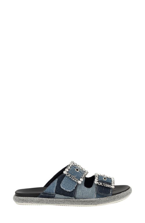 Guess Funzya Slide Sandal In Medium Blue