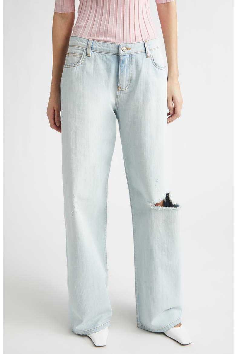 Uptown Ripped Straight Leg Jeans, Main, color, DUSTY BLUE