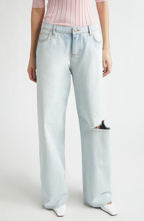 Uptown Ripped Straight Leg Jeans (Dusty Blue)