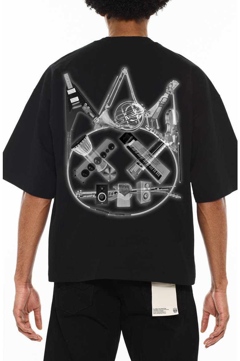 Oversize Short Sleeve Cotton Graphic T-Shirt, Alternate, color, BLACK