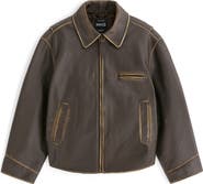 MANGO Oversize Distressed Leather Jacket