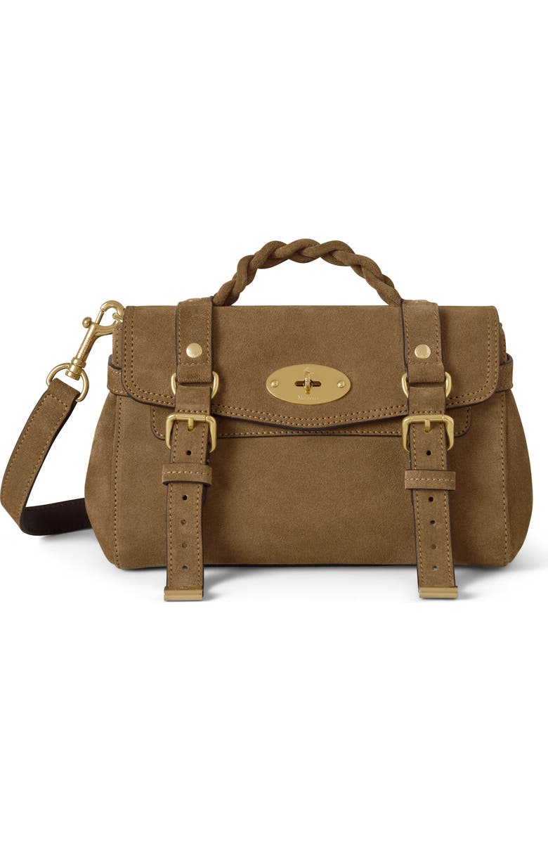 Mulberry Mini Alexa Suede Satchel, Main, color, Salcombe Sand