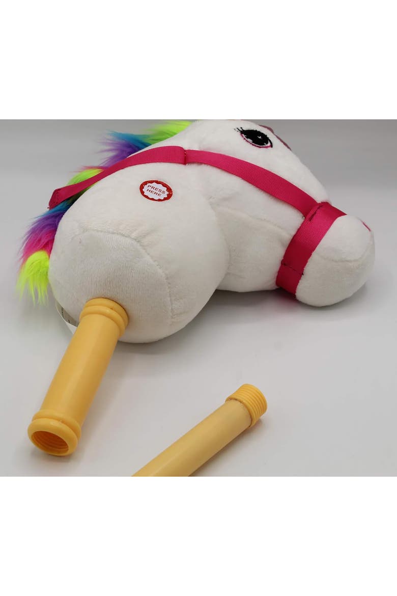 White Unicorn Stick Horse with Sound, Alternate, color, Multicolored