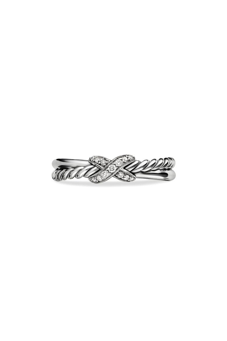 Petite X Diamond Ring, Main, color, DIAMOND/ SILVER