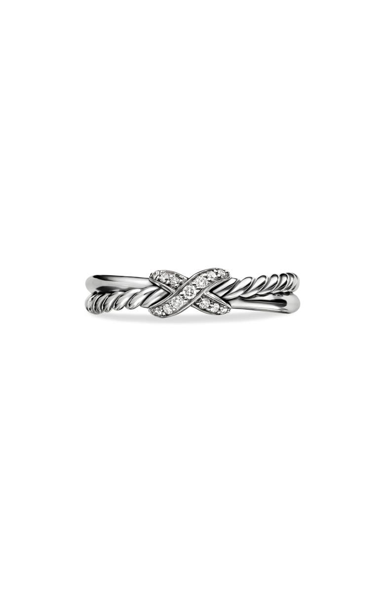 David Yurman Petite X Diamond Ring, Main, color, Diamond/ Silver
