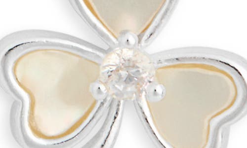 Argento Vivo Crystal & Mother-of-pearl Clover Stud Earrings In Silver