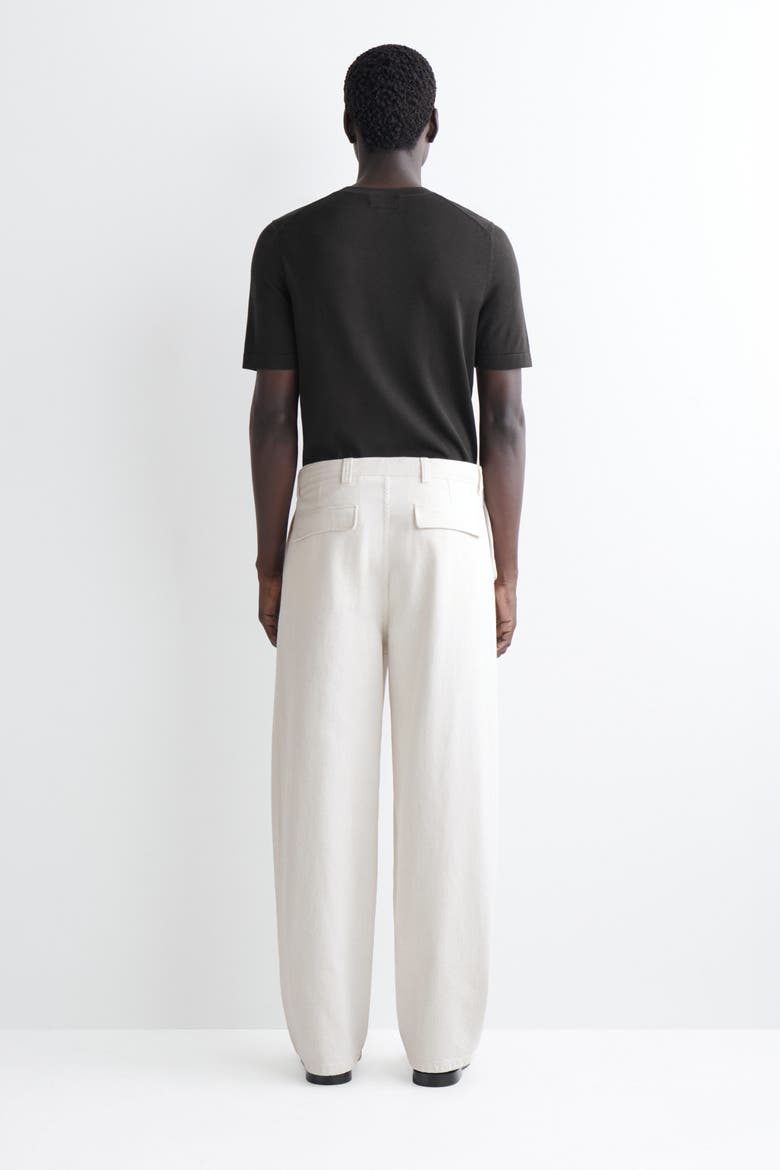 Belted Denim Relaxed-fit Barrel-leg Pants, Alternate, color, OFF-WHITE