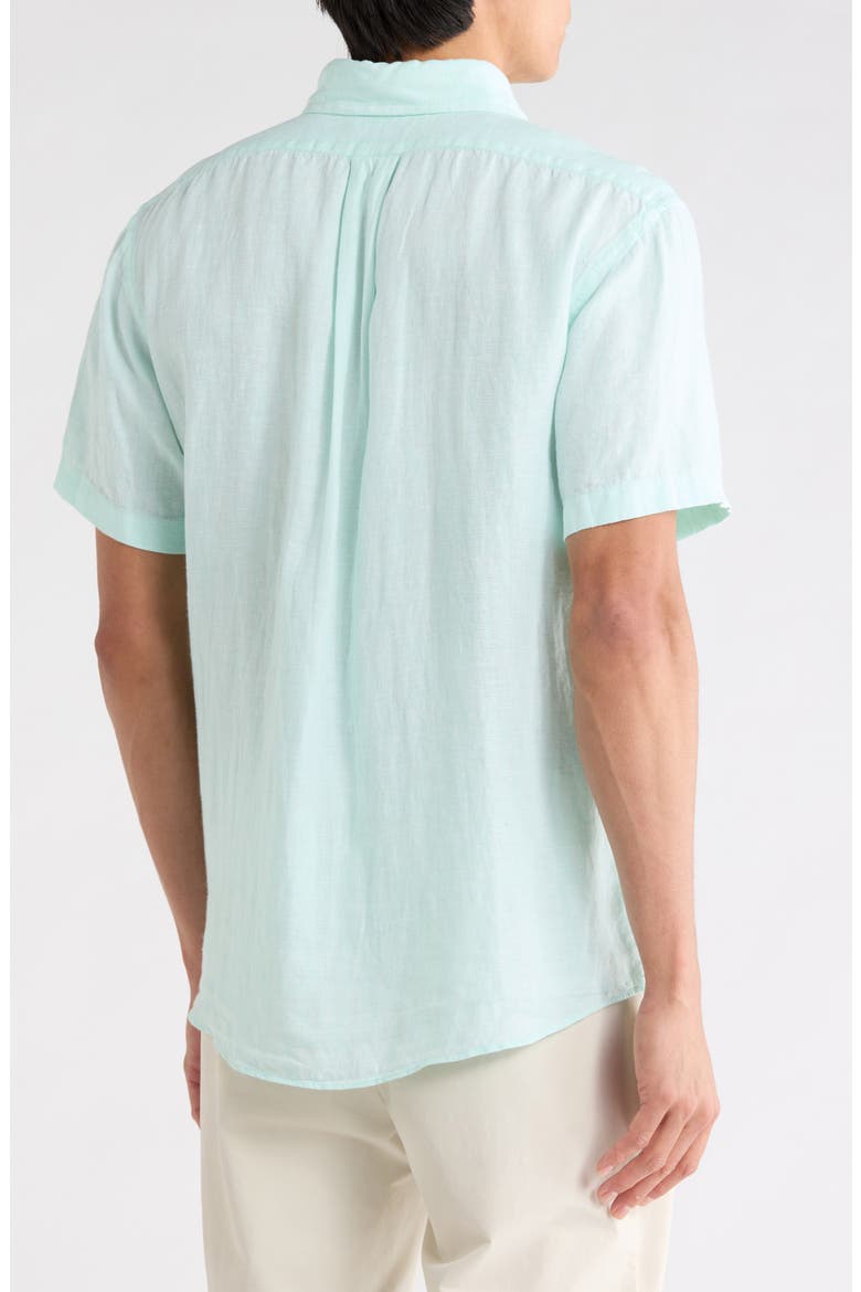 Short Sleeve Linen Shirt, Alternate, color, AQUA