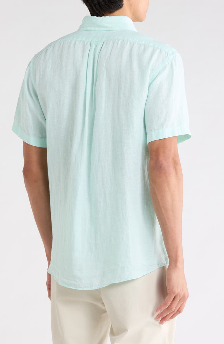Brooks Brothers Short Sleeve Linen Shirt, Alternate, color, Aqua