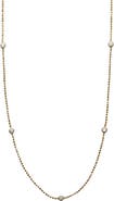 Argento Vivo Sterling Silver Cubic Zirconia Station Ball Chain Necklace