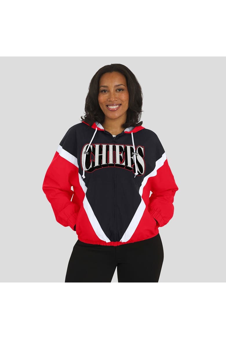 Women's WEAR by Erin Andrews Red/Black Kansas City Chiefs Retro Crinkle Full-Zip Hoodie Windbreaker, Alternate, color, Red