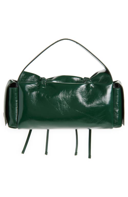 Acne Studios Multipocket Luxe Crinkle Leather Top Handle Bag In Dark Green