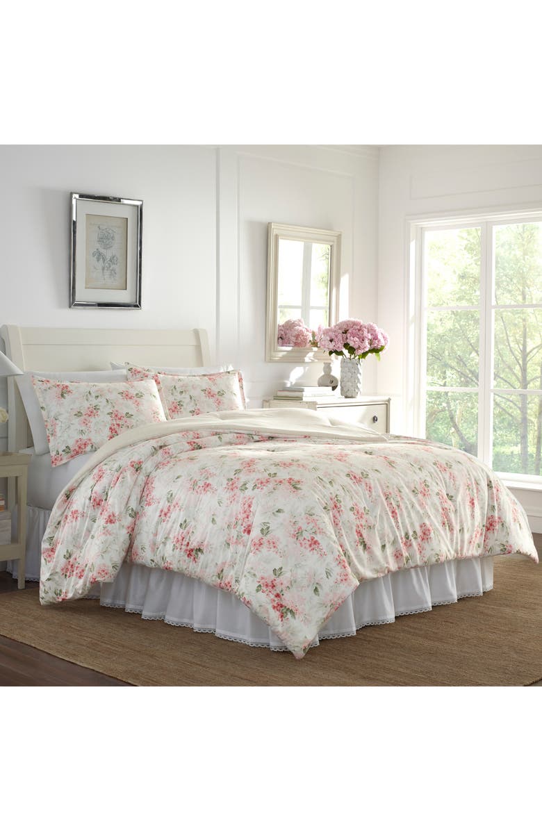 Laura Ashley Wisteria Fleece Comforter Set, Main, color, Blush