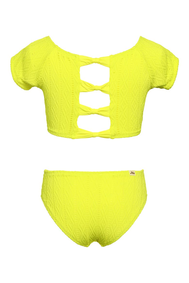 Kids' Apple Cap Sleeve Two-Piece Swimsuit, Alternate, color, CITRON