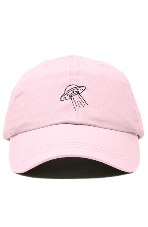 Dalix Ufo Embroidered Adjustable Dad Cap In Washed Pink