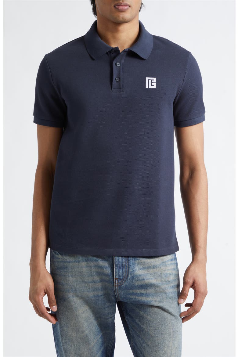 Embroidered Logo Cotton Polo, Main, color, SIV NAVY/ WHITE