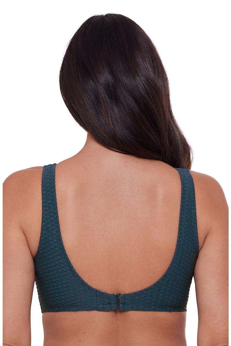Supportive and Sculpting Grid-Textured Wrap Bralette Swimsuit Top, Alternate, color, Dusk Blue
