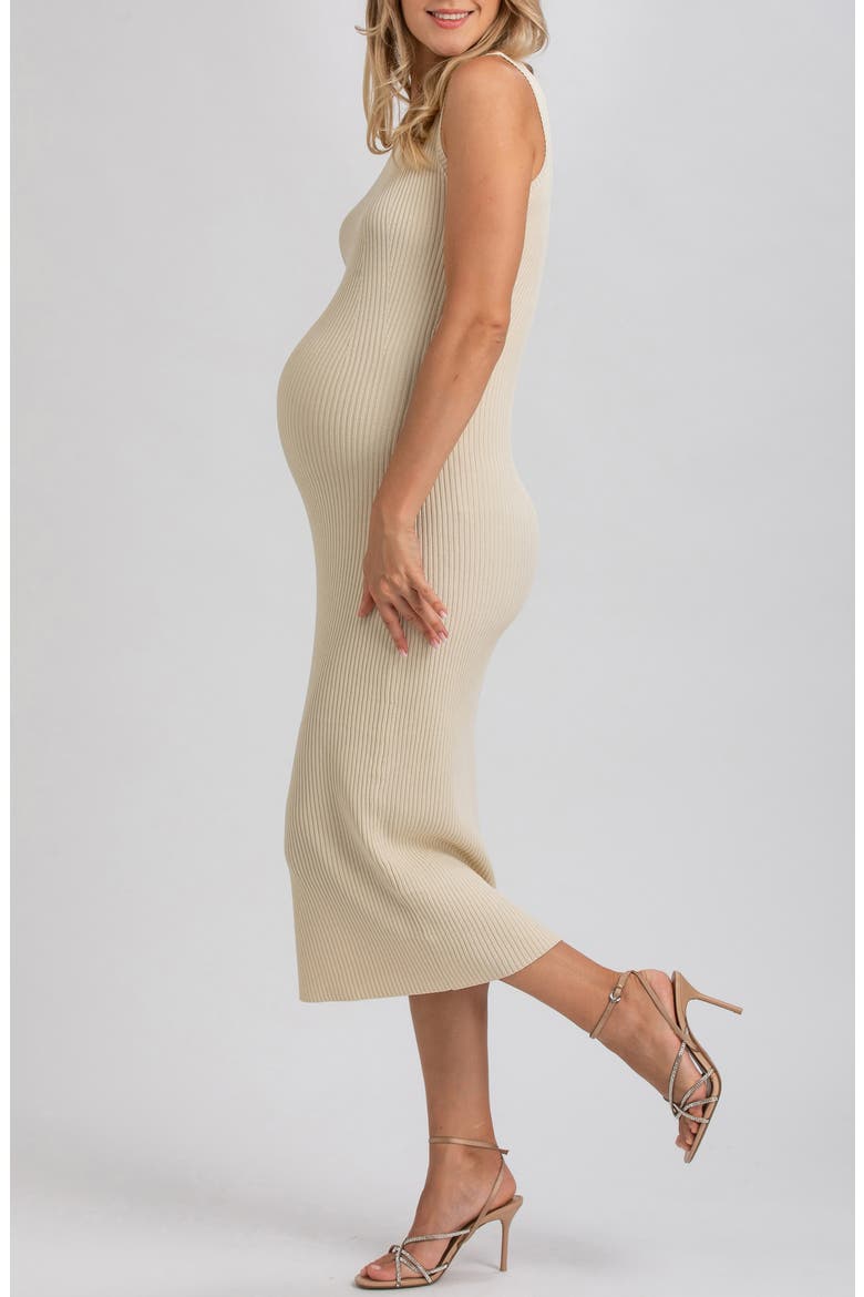 Rib Crewneck Maternity Sweater Midi Dress, Alternate, color, WHITE